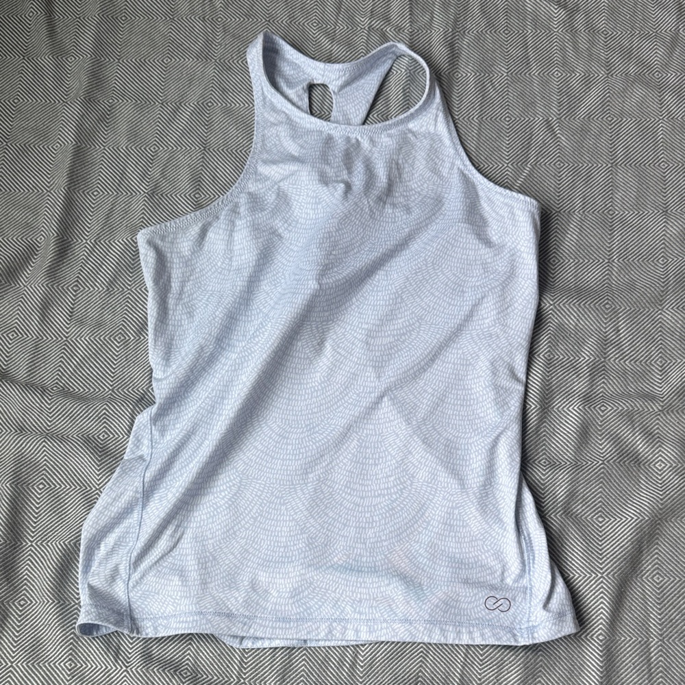 CALIA by Carrie Underwood Soft blue & white patterned racerback Tank Top